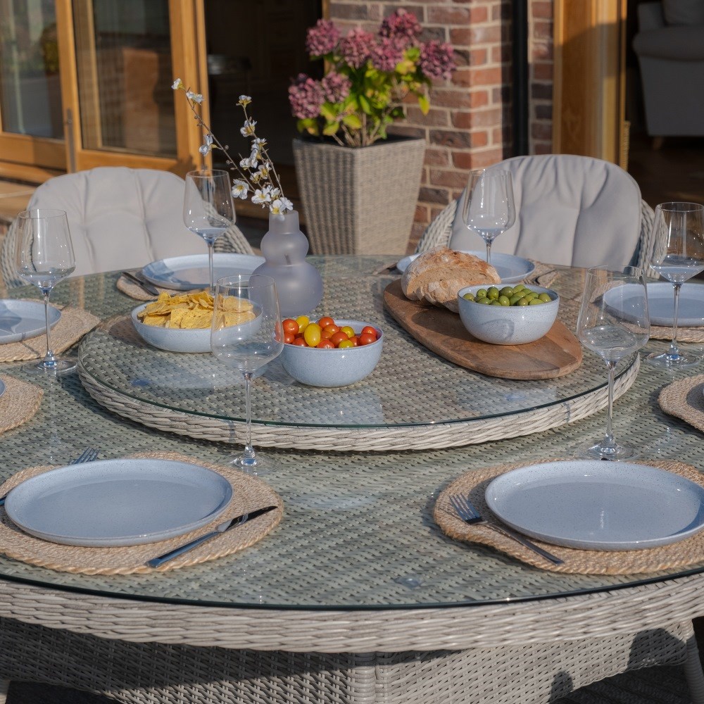 Oxford Round Dining Set, Heritage Chairs & Lazy Susan | Rattan | 8 Seater