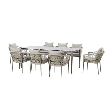 Monaco 8 seat rectangular dining set | Rope Weave | 8 Seater