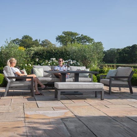 New York 3 Seat Sofa Set with Rising Table | Aluminium | 7 Seater
