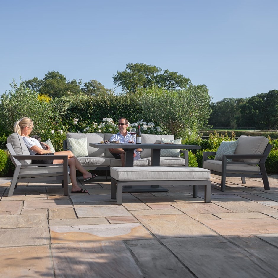 New York 3 Seat Sofa Set with Rising Table | Aluminium | 7 Seater
