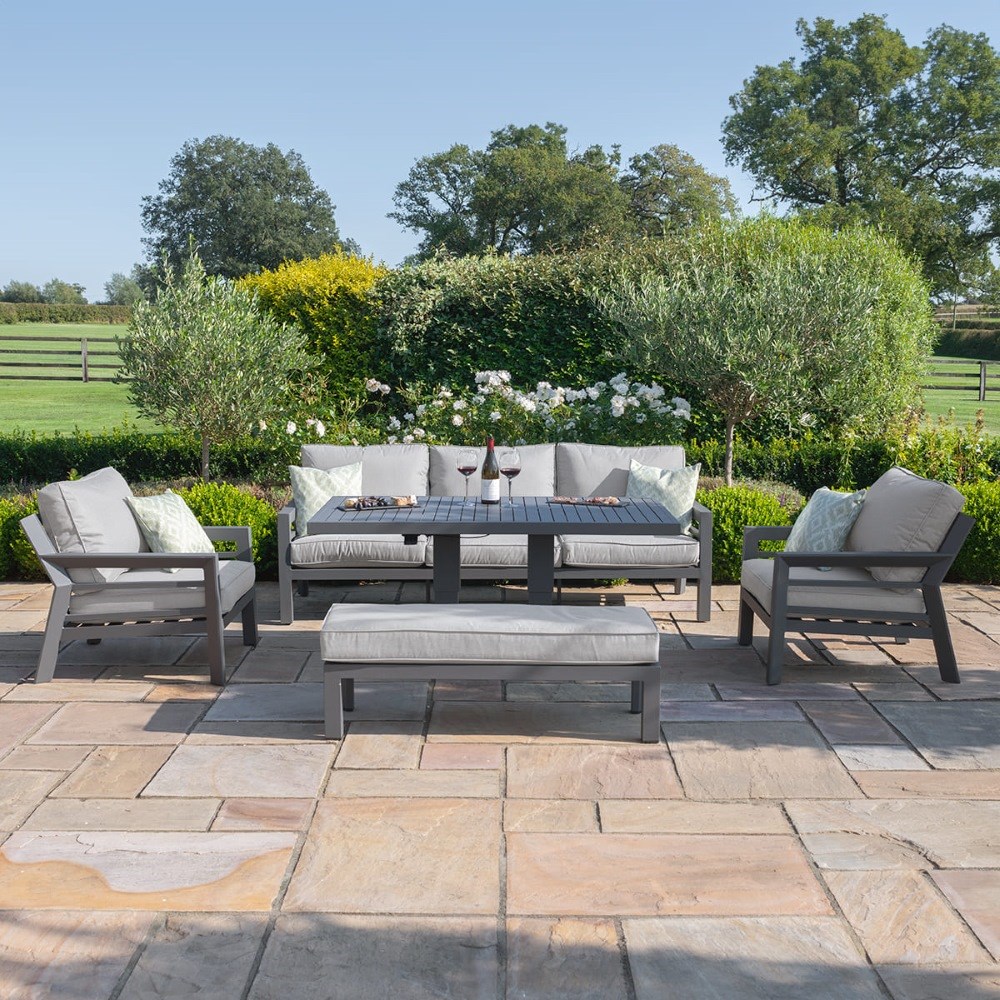New York 3 Seat Sofa Set with Rising Table | Aluminium | 7 Seater
