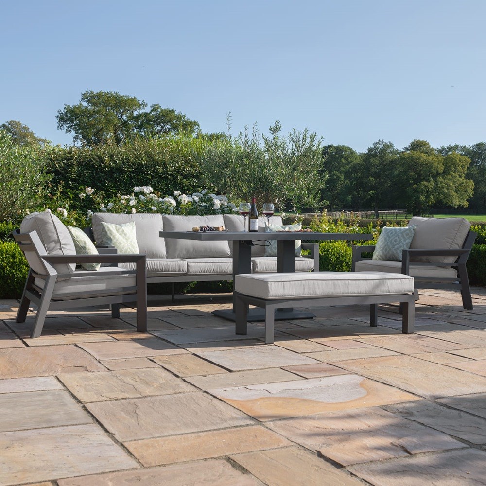 New York 3 Seat Sofa Set with Rising Table | Aluminium | 7 Seater
