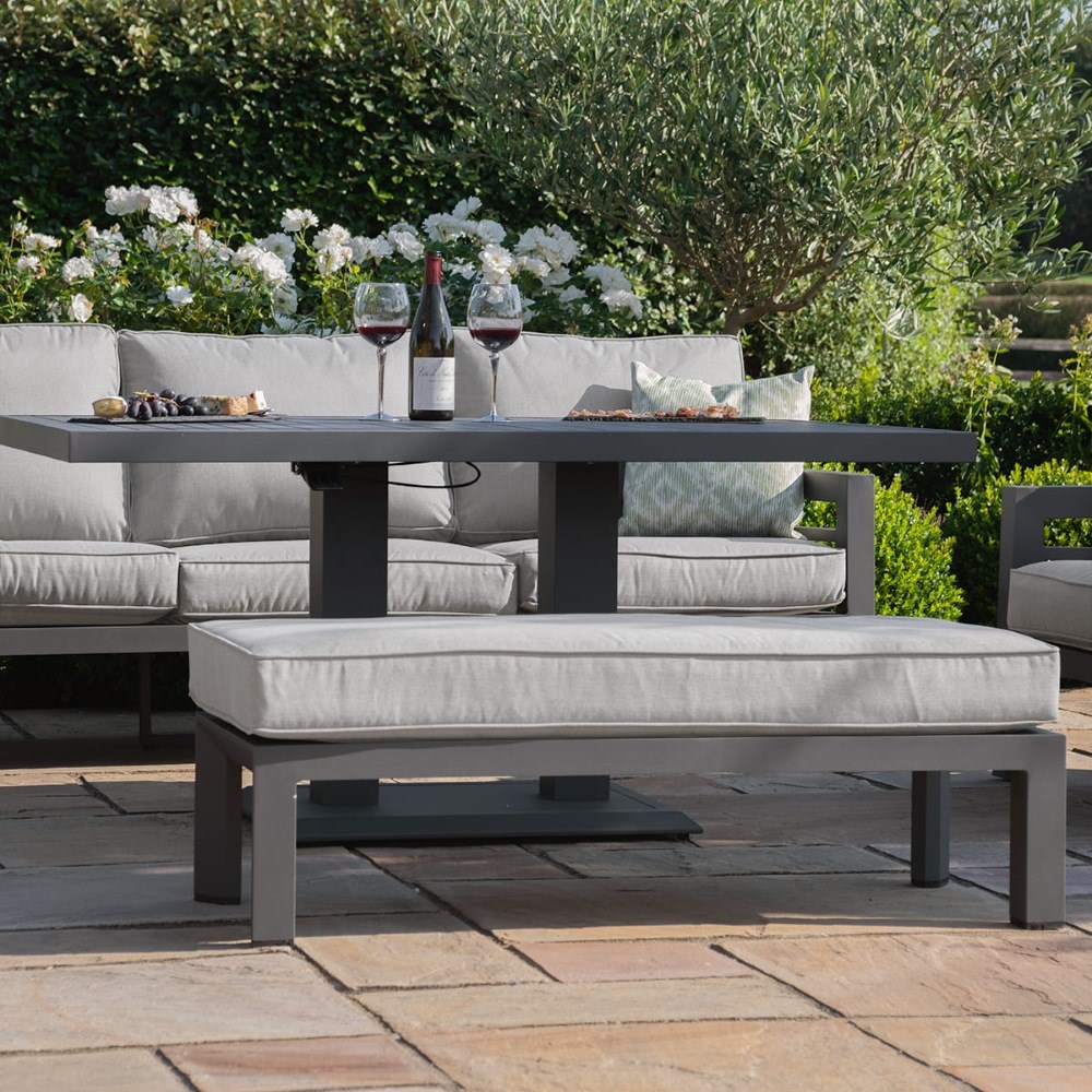 New York 3 Seat Sofa Set with Rising Table | Aluminium | 7 Seater
