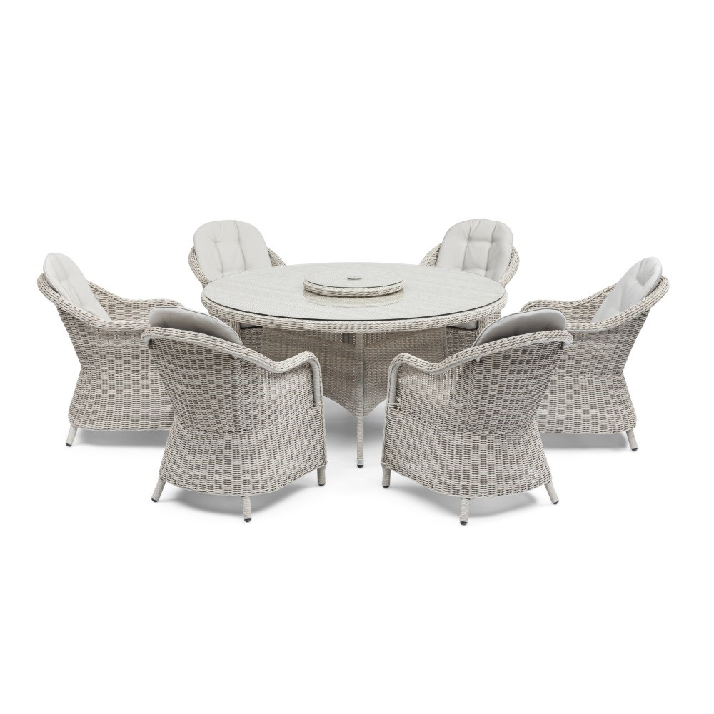 Oxford Round Dining Set, Heritage Chairs & Lazy Susan|Rattan 6 Seater