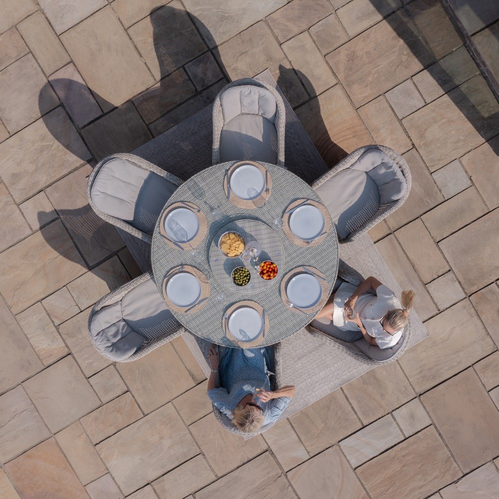 Oxford Round Dining Set, Heritage Chairs & Lazy Susan|Rattan 6 Seater