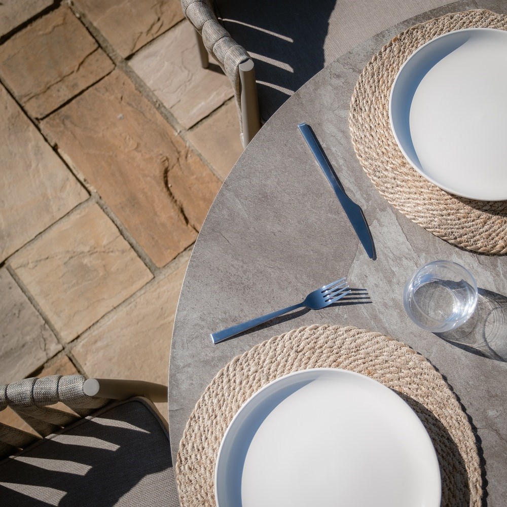 Milan 4 Seat Round Dining Set | Rope Weave | 4 Seater