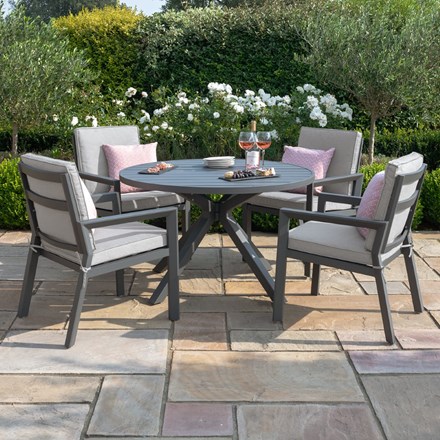 New York 4 Seat Round Dining Set | Aluminium | 4 Seater