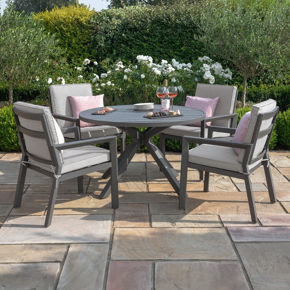 New York 4 Seat Round Dining Set | Aluminium | 4 Seater