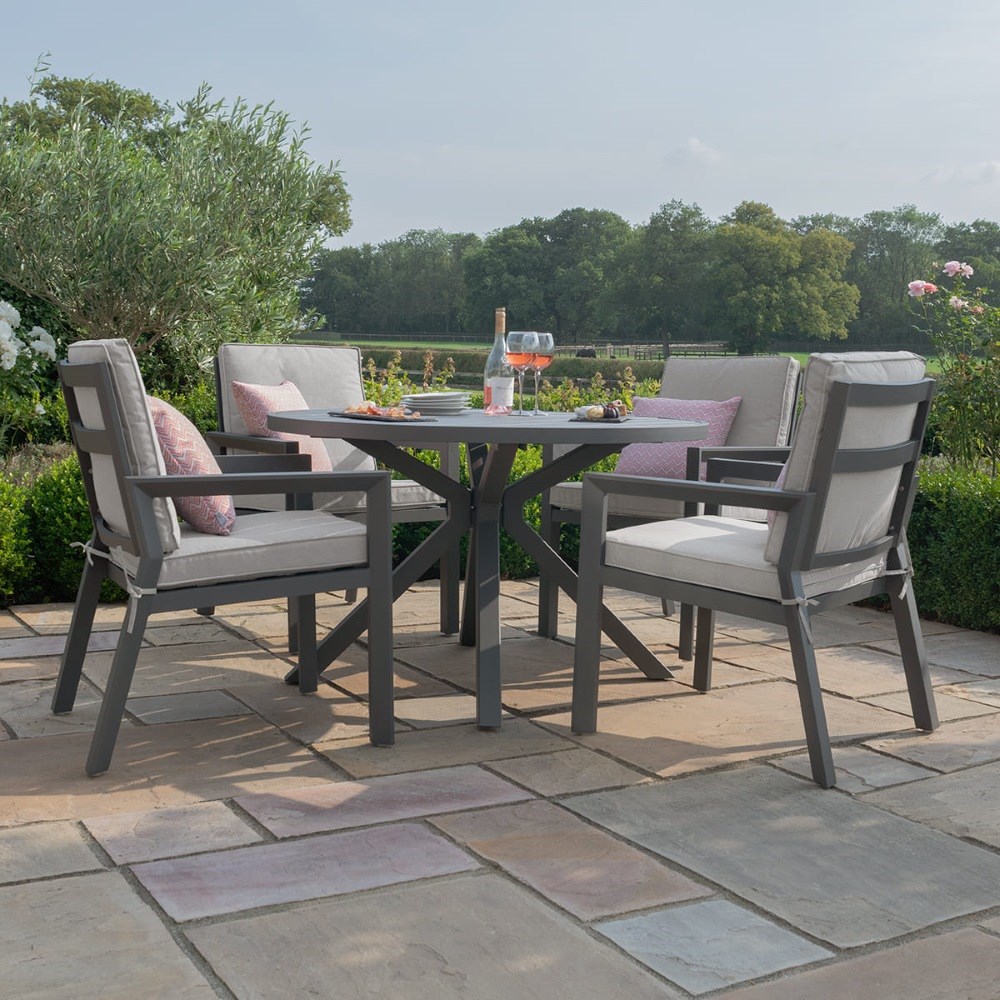 New York 4 Seat Round Dining Set | Aluminium | 4 Seater