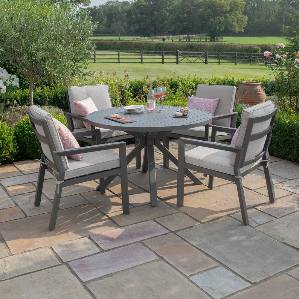 New York 4 Seat Round Dining Set | Aluminium | 4 Seater