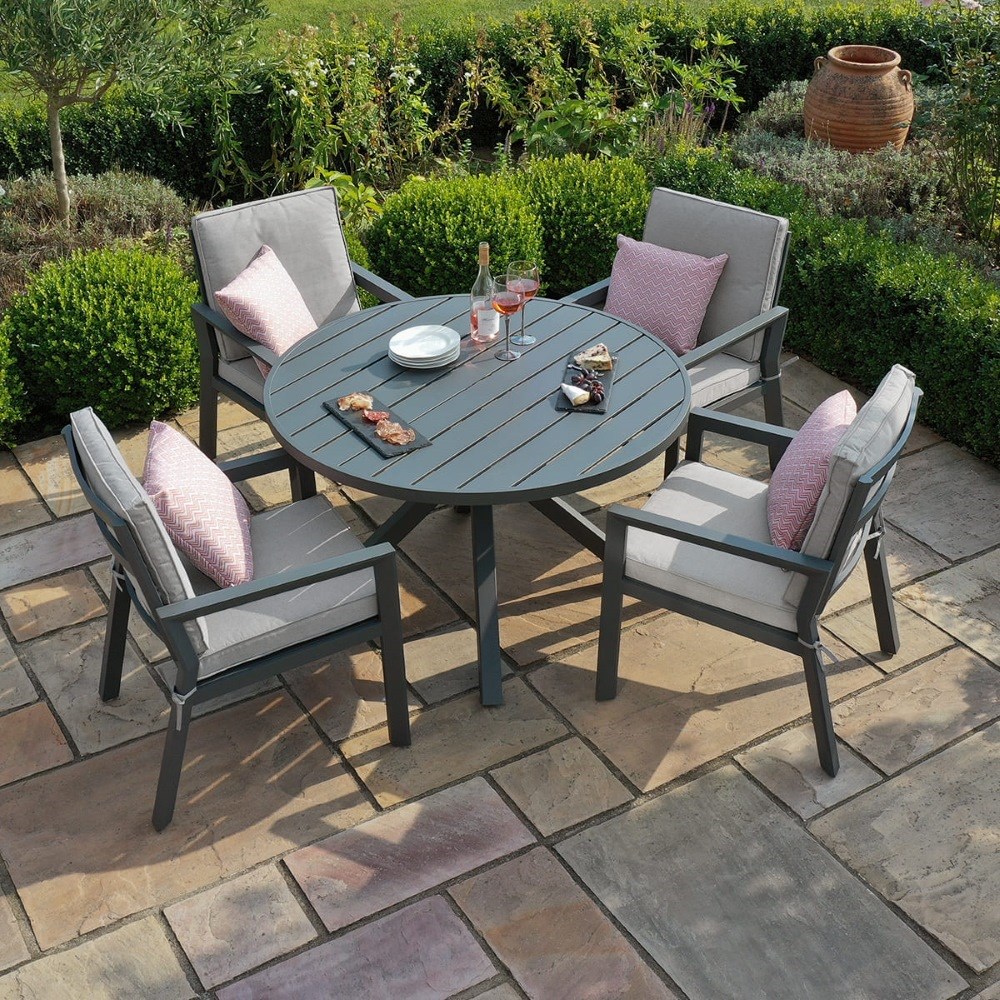 New York 4 Seat Round Dining Set | Aluminium | 4 Seater