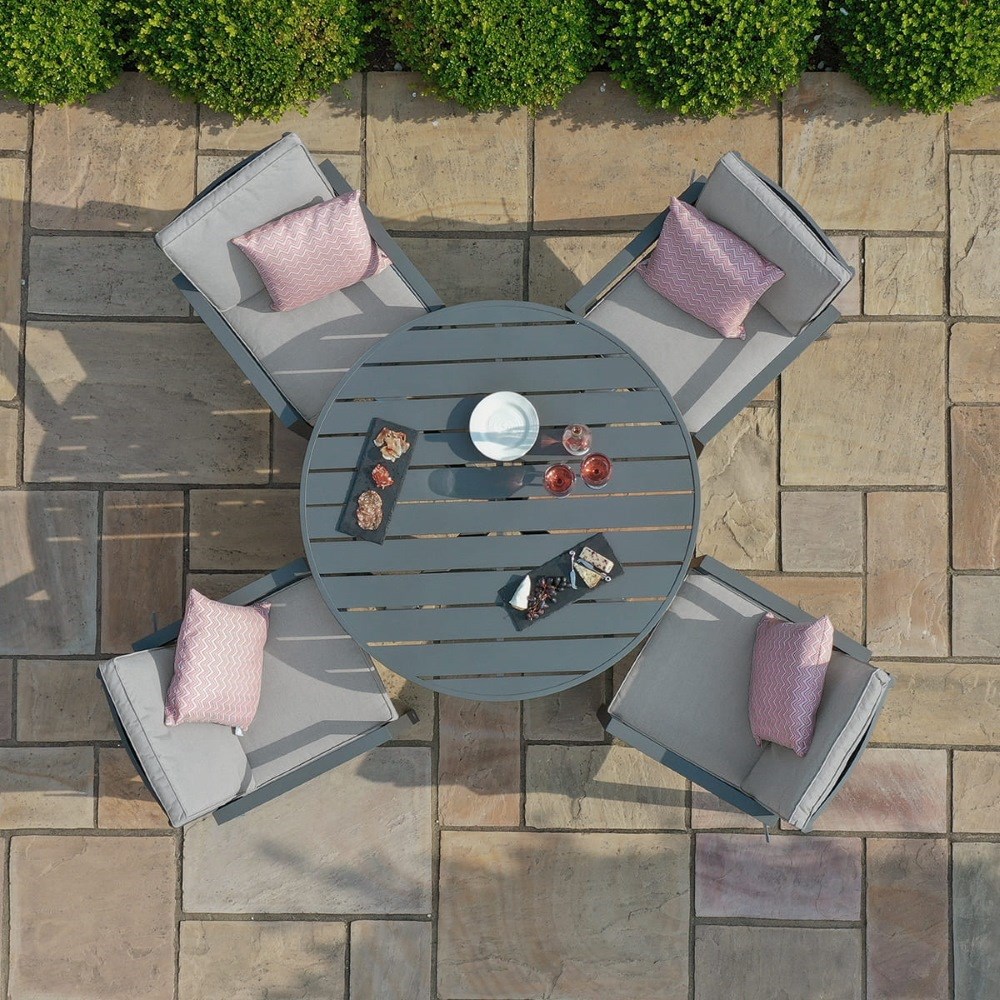 New York 4 Seat Round Dining Set | Aluminium | 4 Seater
