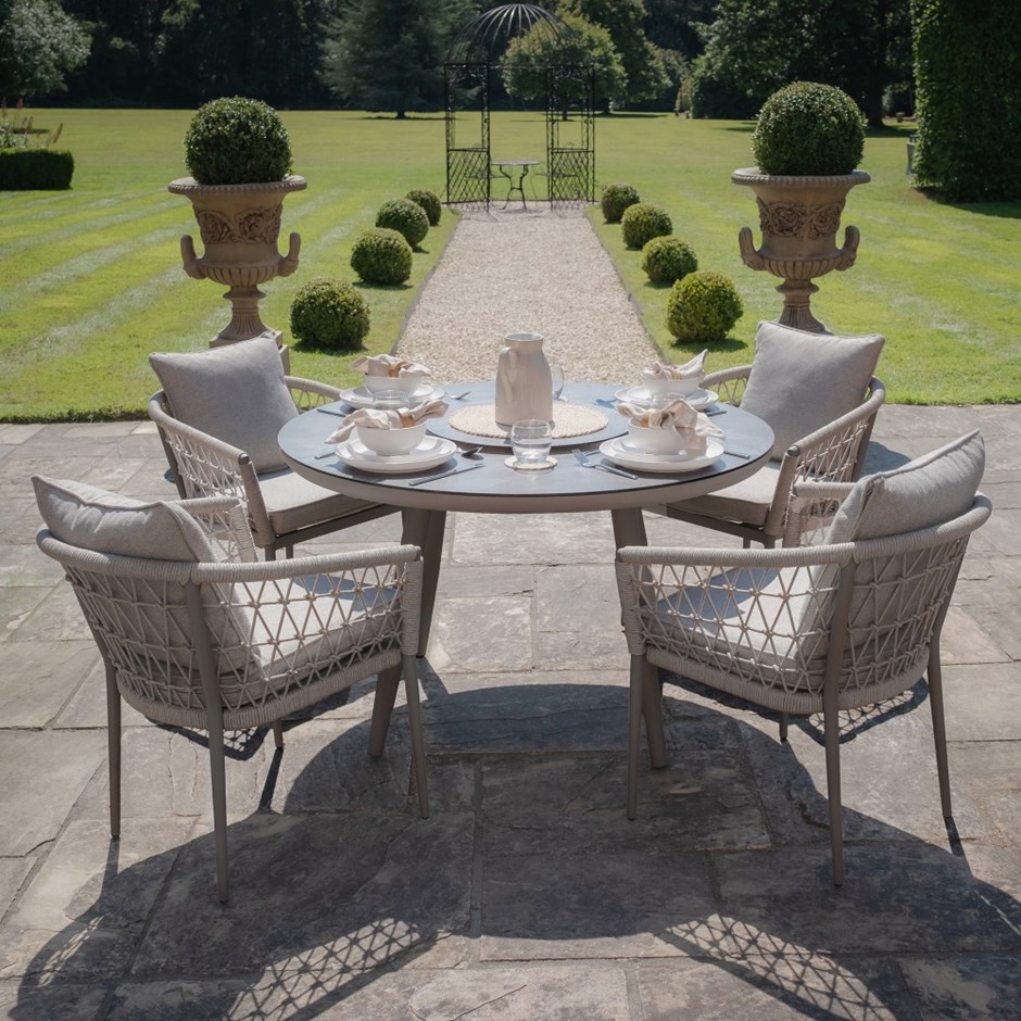 Monaco 4 Seat Round Dining Set | Rope Weave | 4 Seater