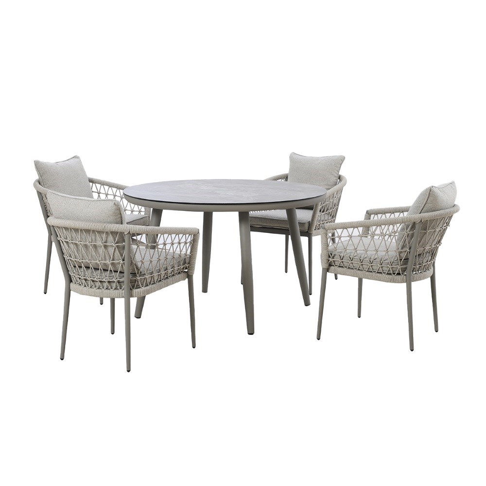 Monaco 4 Seat Round Dining Set | Rope Weave | 4 Seater