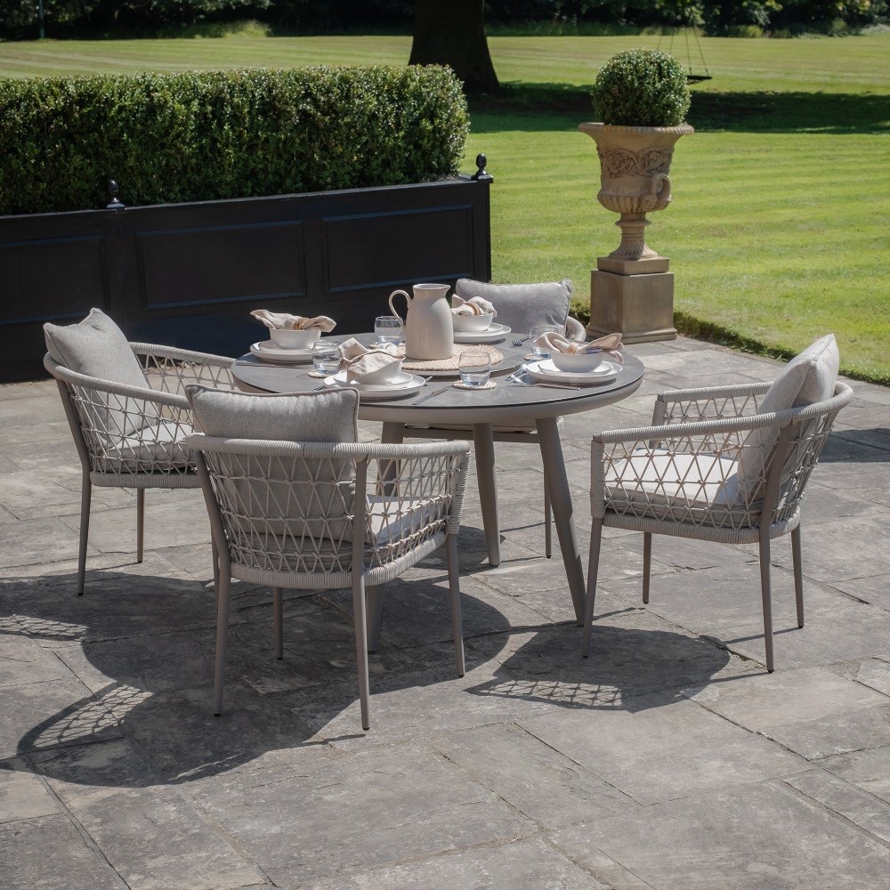 Monaco 4 Seat Round Dining Set | Rope Weave | 4 Seater