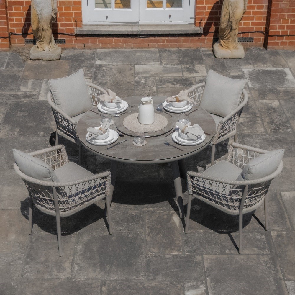 Monaco 4 Seat Round Dining Set | Rope Weave | 4 Seater