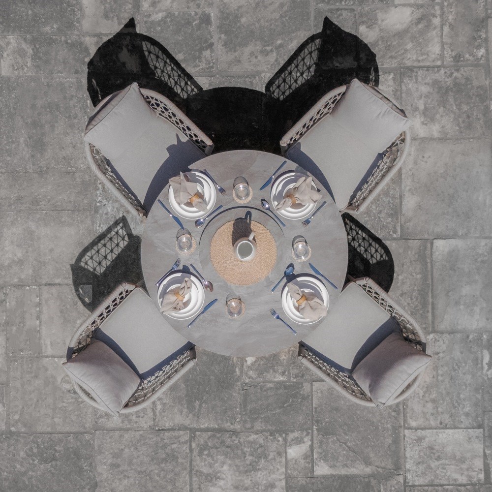 Monaco 4 Seat Round Dining Set | Rope Weave | 4 Seater