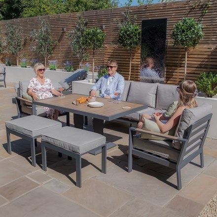 Vancouver 3 Seat Sofa Set With Rising Table | Aluminium | 6 Seater