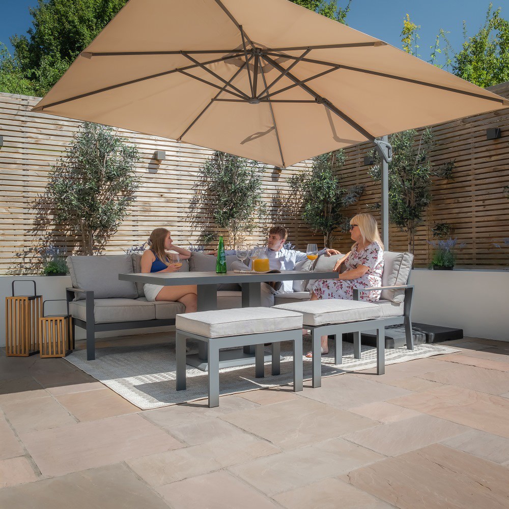 Vancouver Large Dining Set & Rectangular Rising Table|Aluminium|7 Seater