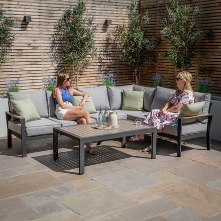 Vancouver Large Corner Sofa Set & Rectangular Table| Aluminium | 7 Seater
