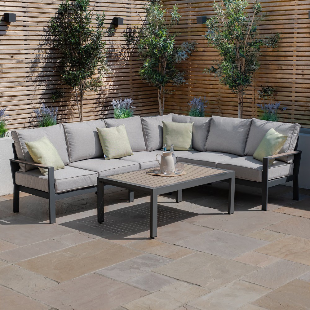 Vancouver Large Corner Sofa Set & Rectangular Table| Aluminium | 7 Seater