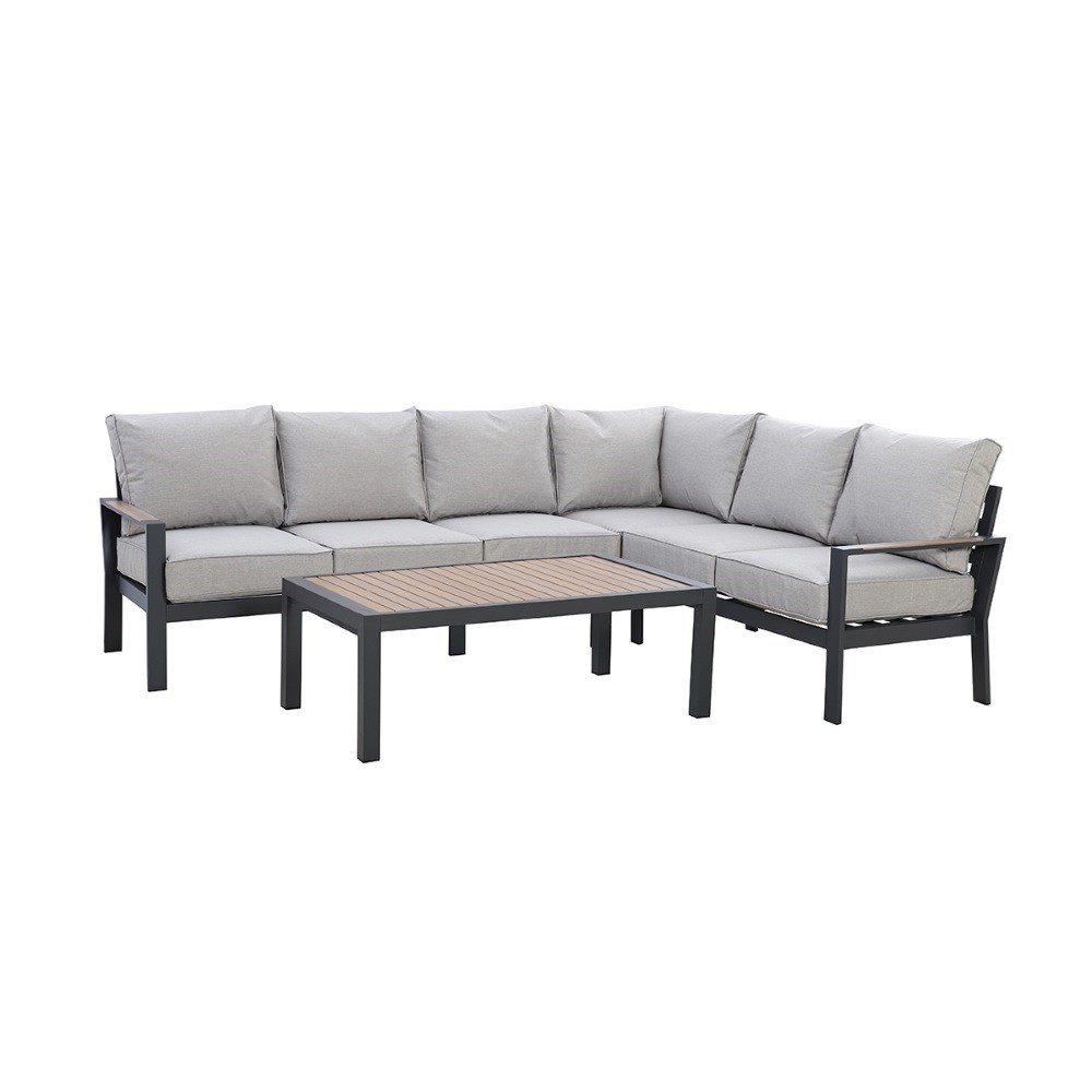 Vancouver Large Corner Sofa Set & Rectangular Table| Aluminium | 7 Seater
