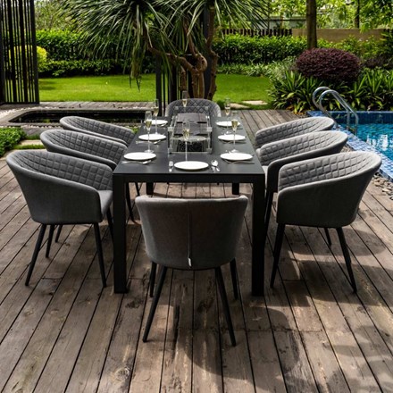 Ambition Rectangular Fire Pit Dining Set | Aluminium | 8 Seater