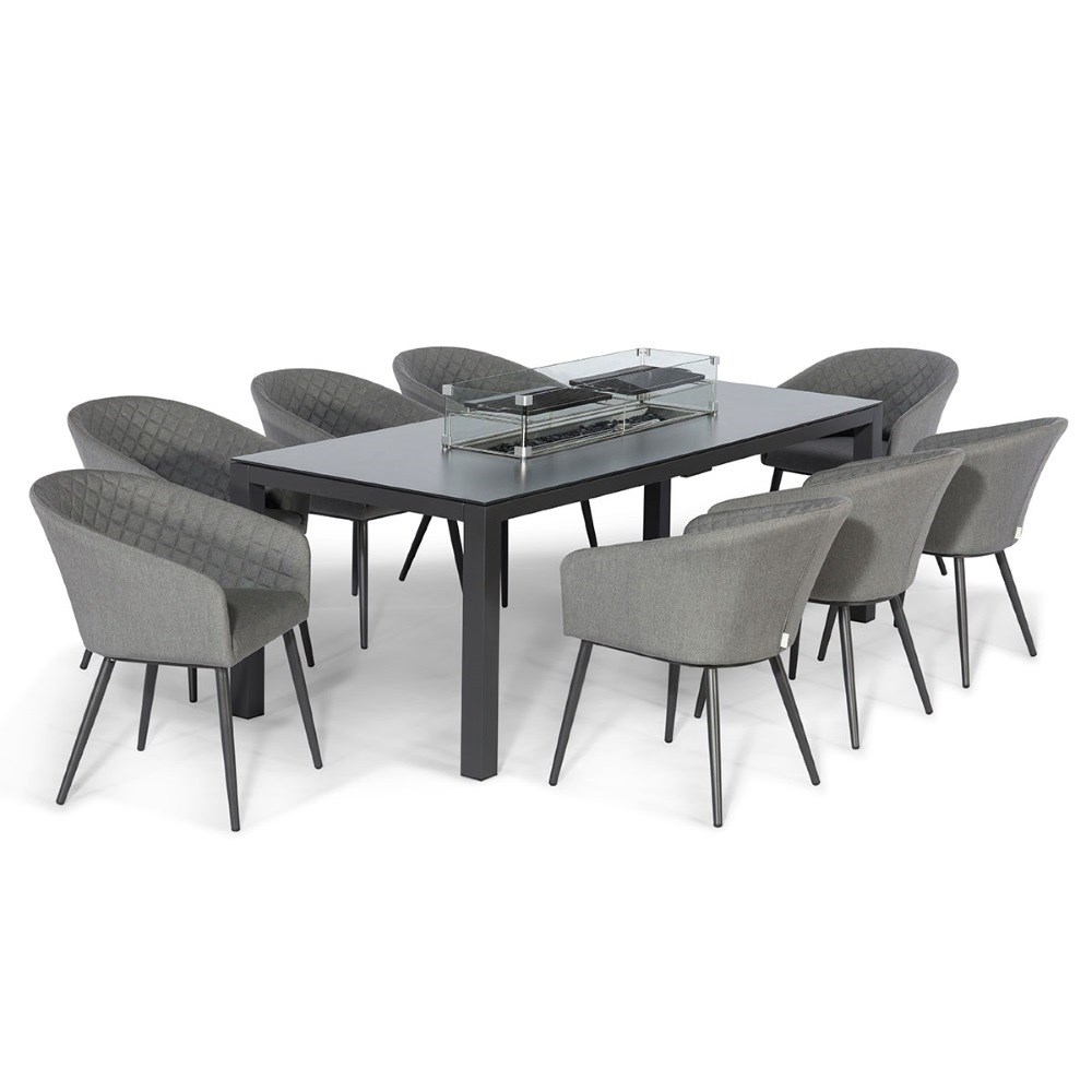 Ambition Rectangular Fire Pit Dining Set | Aluminium | 8 Seater