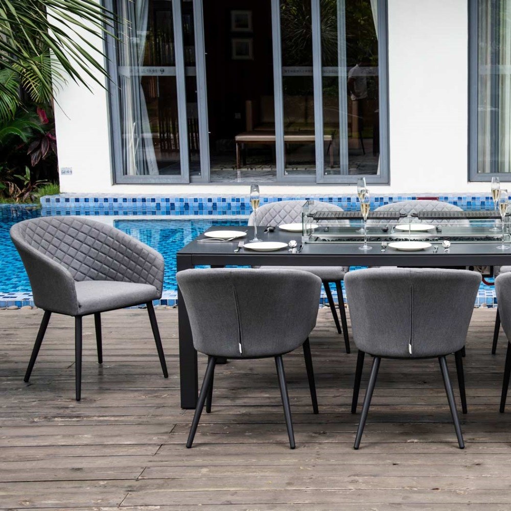 Ambition Rectangular Fire Pit Dining Set | Aluminium | 8 Seater