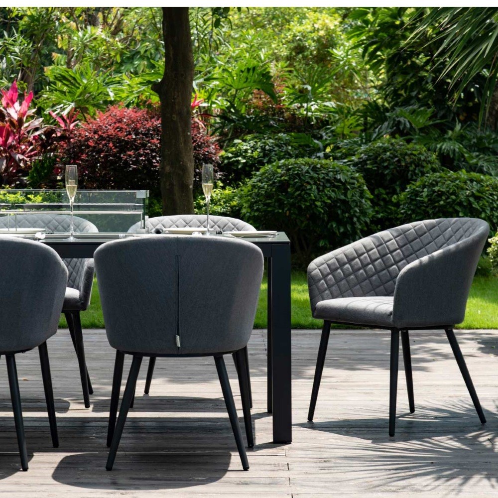 Ambition Rectangular Fire Pit Dining Set | Aluminium | 8 Seater