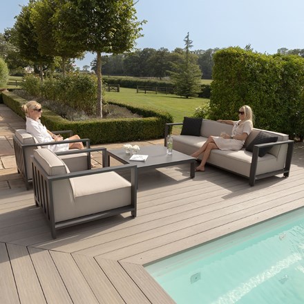 Ibiza 3 Seat Sofa Set With Square Table | Aluminium | 5 Seater