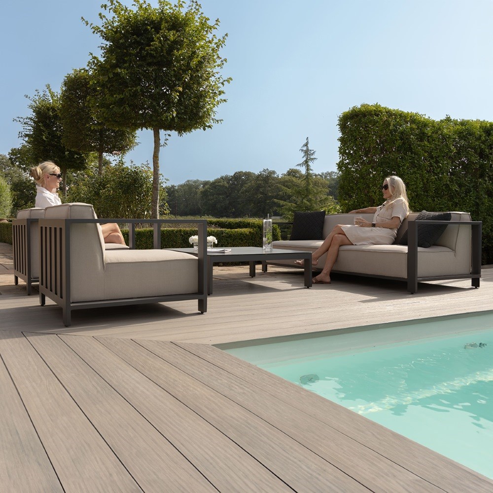 Ibiza 3 Seat Sofa Set With Square Table | Aluminium | 5 Seater