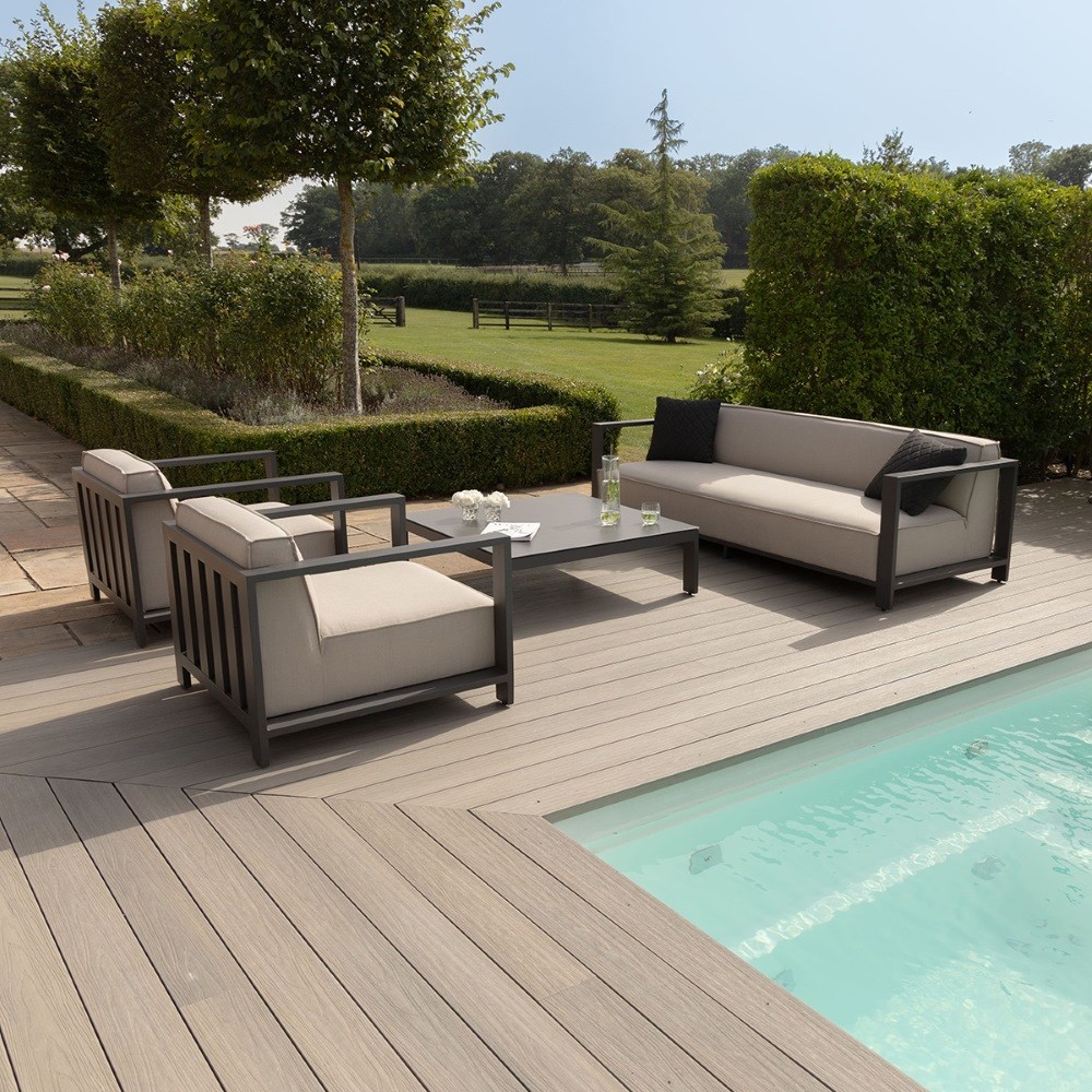 Ibiza 3 Seat Sofa Set With Square Table | Aluminium | 5 Seater