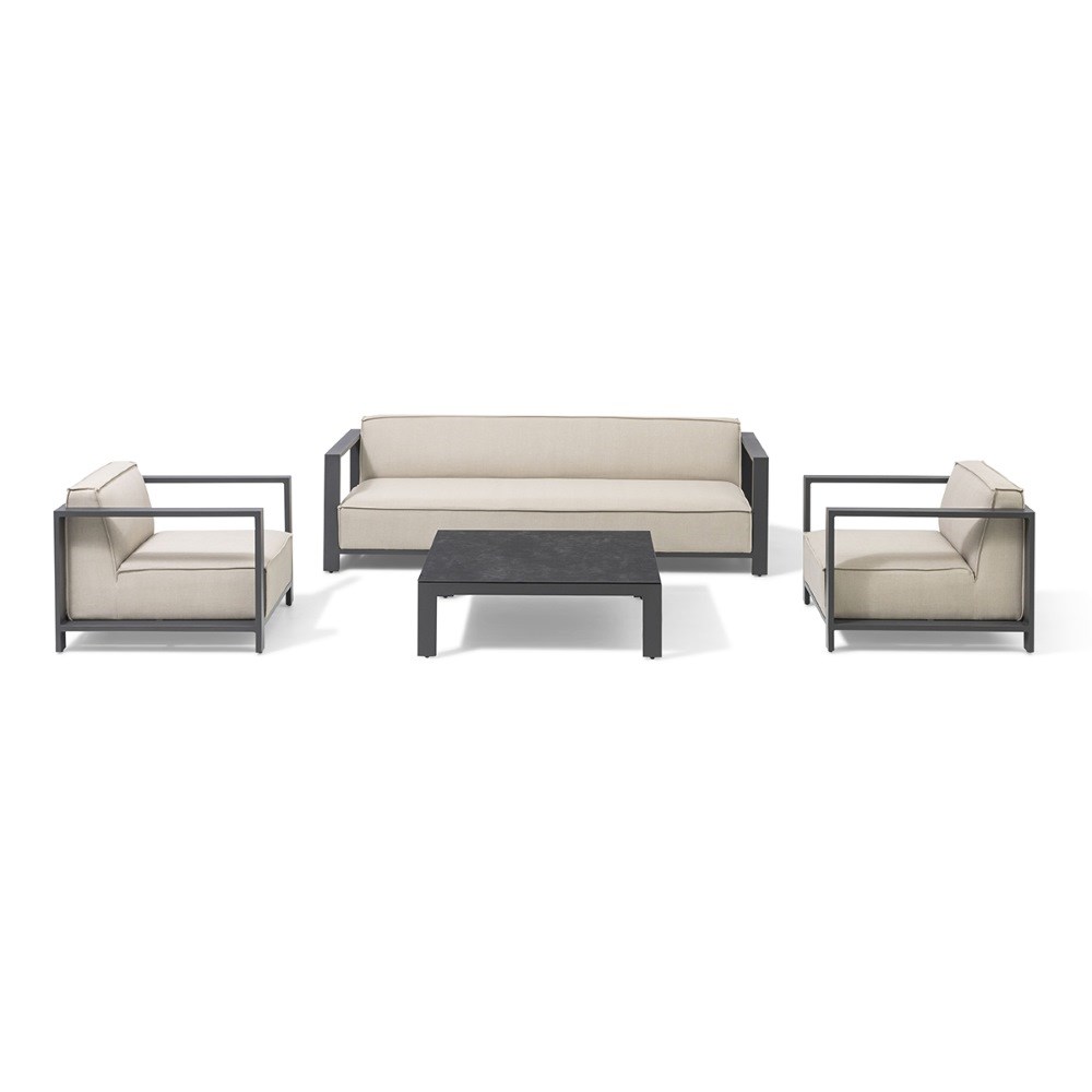 Ibiza 3 Seat Sofa Set With Square Table | Aluminium | 5 Seater