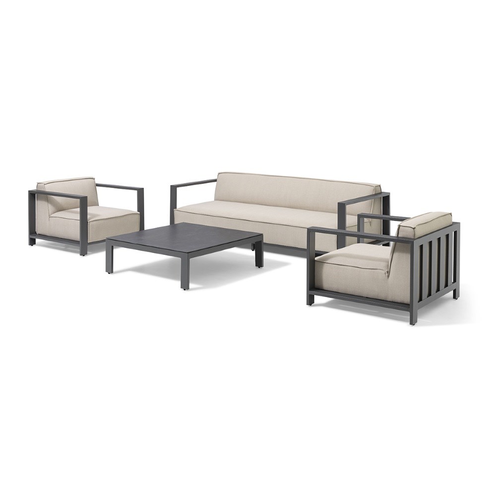 Ibiza 3 Seat Sofa Set With Square Table | Aluminium | 5 Seater
