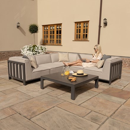 Ibiza Small Corner Sofa Set With Square Table | Aluminium | 5 Seater