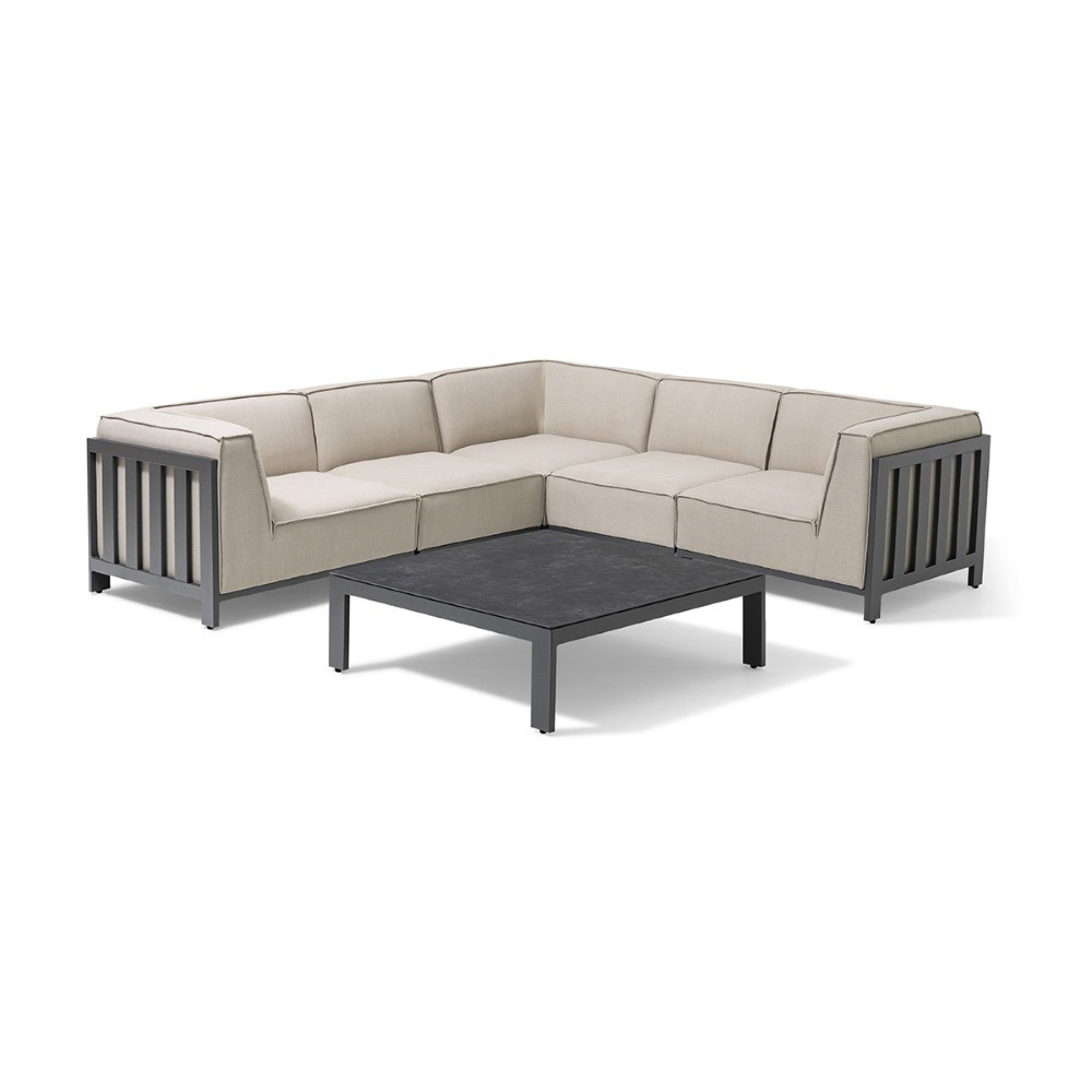 Ibiza Small Corner Sofa Set With Square Table | Aluminium | 5 Seater
