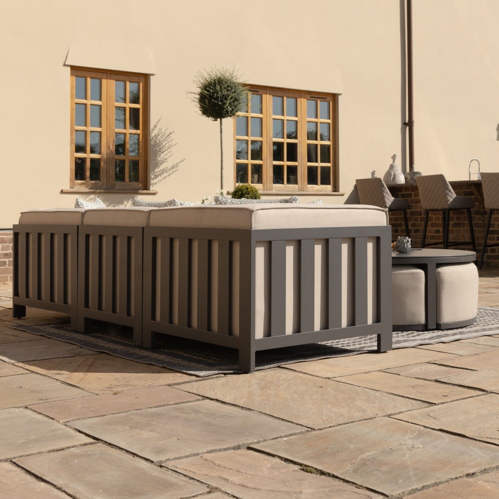 Ibiza Small Corner Sofa Set With Round Coffee Table | Aluminium | 5 Seater