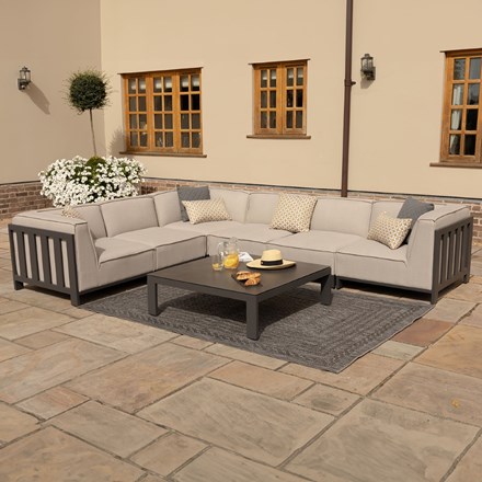 Ibiza Medium Corner Sofa Set With Square Table | Aluminium | 6 Seater