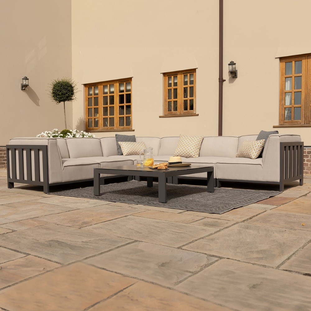 Ibiza Medium Corner Sofa Set With Square Table | Aluminium | 6 Seater