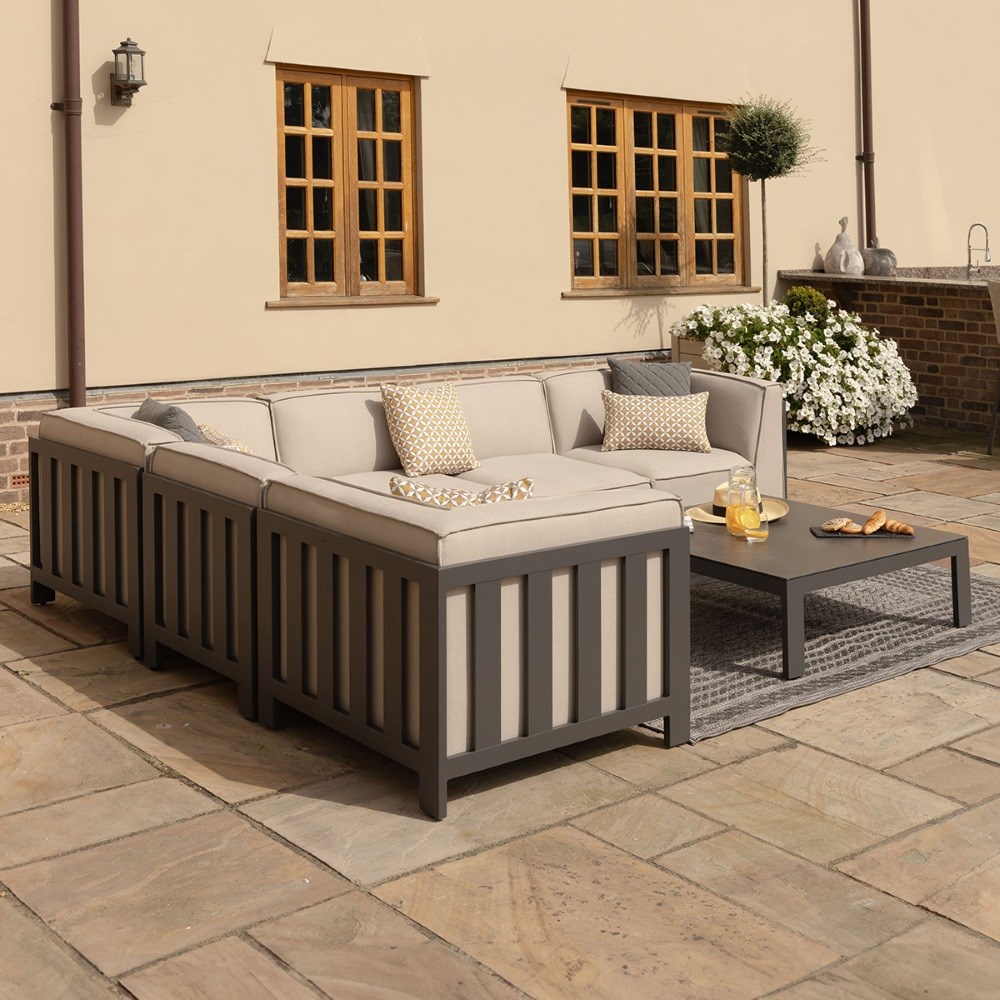 Ibiza Medium Corner Sofa Set With Square Table | Aluminium | 6 Seater