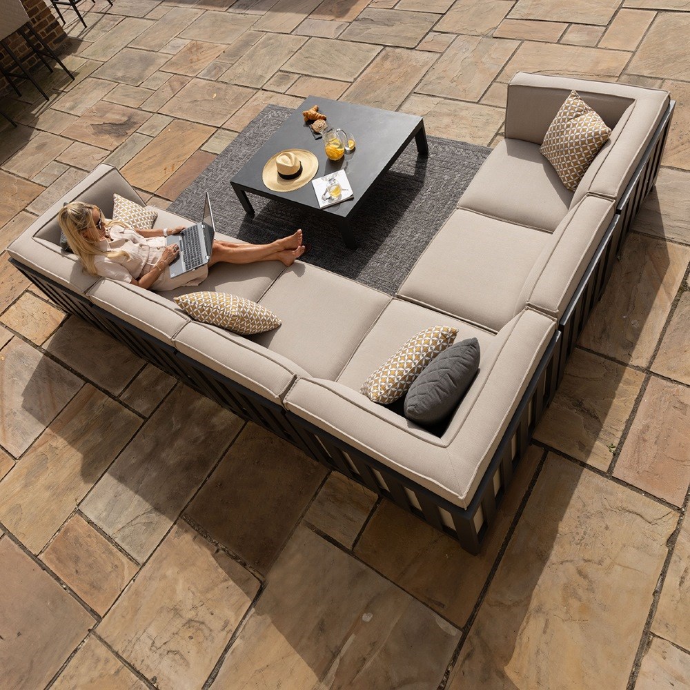 Ibiza Medium Corner Sofa Set With Square Table | Aluminium | 6 Seater