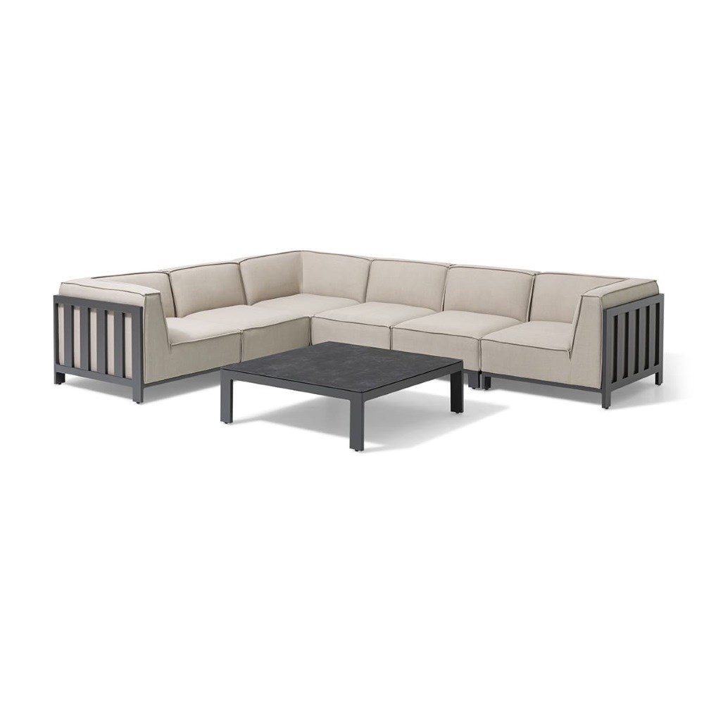 Ibiza Medium Corner Sofa Set With Square Table | Aluminium | 6 Seater