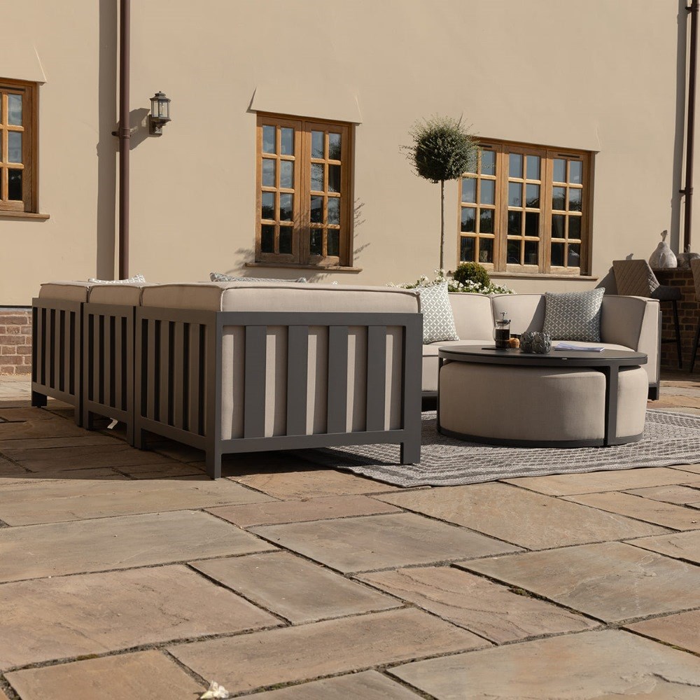 Ibiza Large Corner Sofa Set With Round Coffee Table | Aluminium | 7 Seater