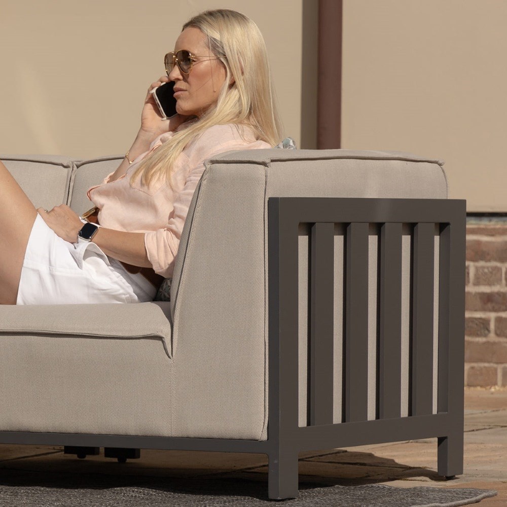 Ibiza Large Corner Sofa Set With Round Coffee Table | Aluminium | 7 Seater