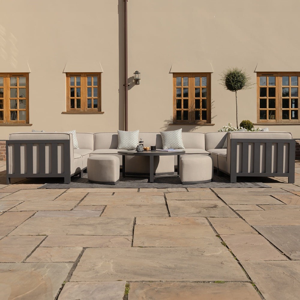 Ibiza U Shape Sofa Set With Round Coffee Table | Aluminium | 9 Seater