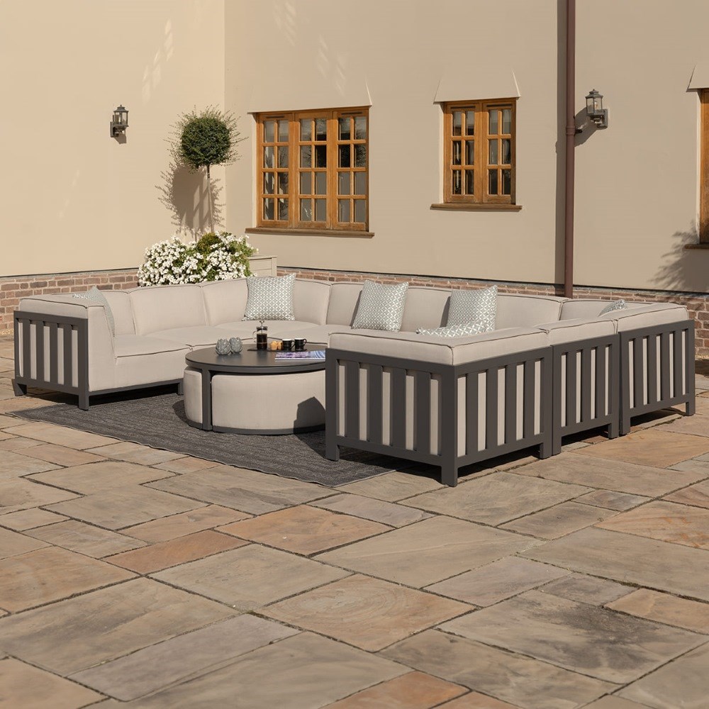 Ibiza U Shape Sofa Set With Round Coffee Table | Aluminium | 9 Seater