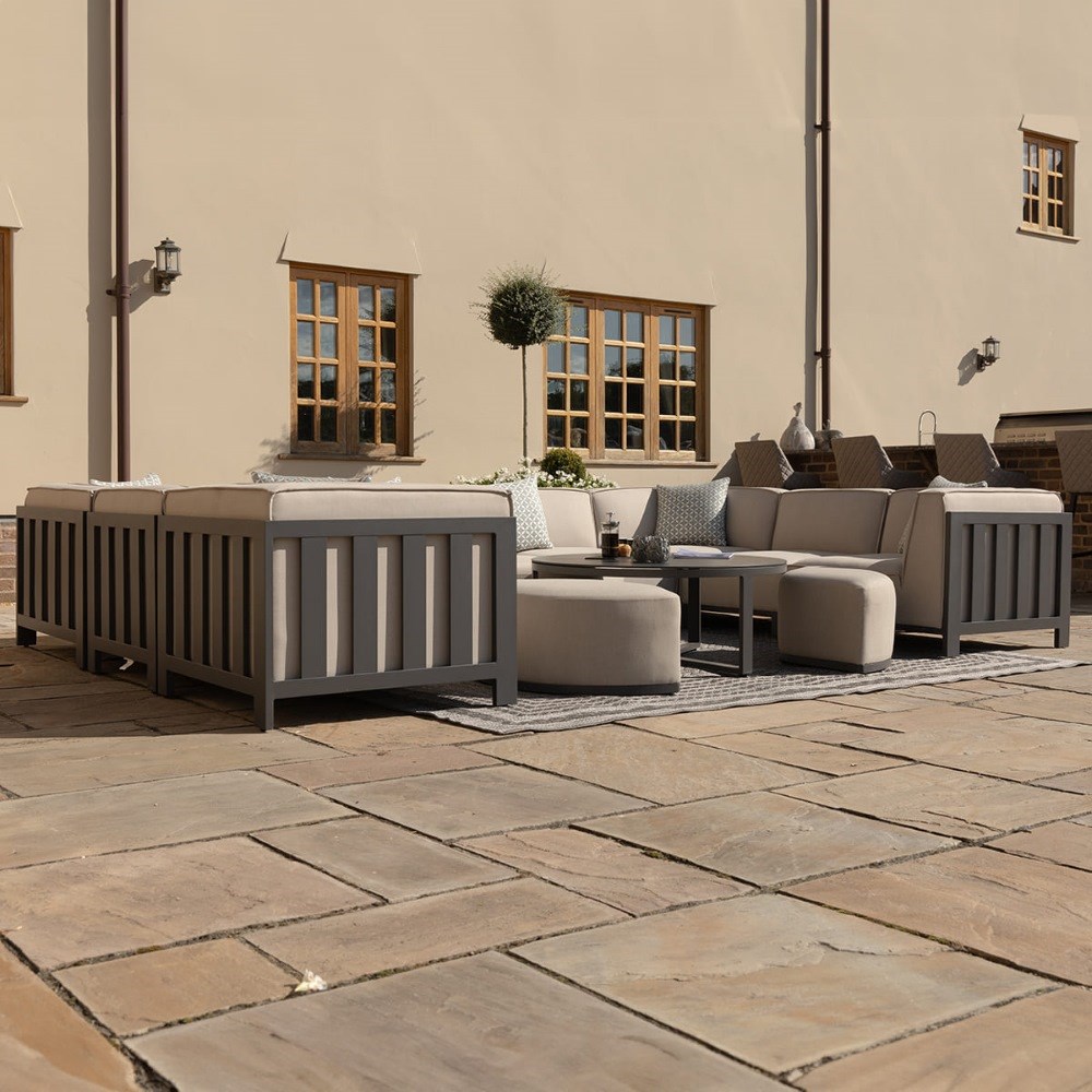 Ibiza U Shape Sofa Set With Round Coffee Table | Aluminium | 9 Seater