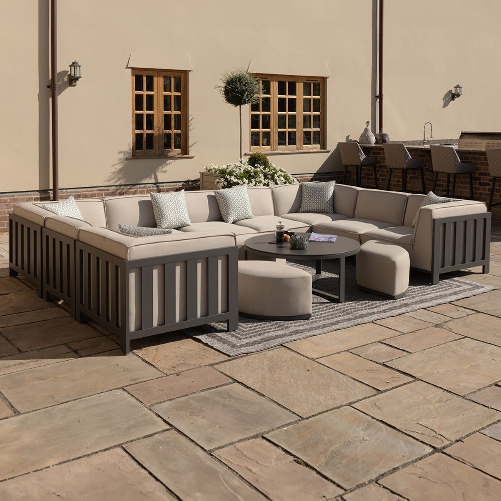 Ibiza U Shape Sofa Set With Round Coffee Table | Aluminium | 9 Seater