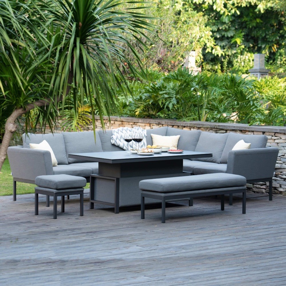 Pulse Left Handed Corner Dining Set & Rising Table | Aluminium | 8 Seater